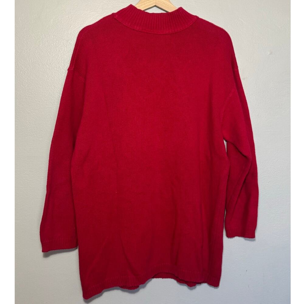 Vintage Liz Claiborne Womens Size M Mock Neck Red & Blue USA Sweater 100% Cotton - Picture 4 of 4